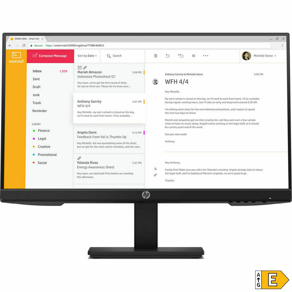 Monitor HP 7VH44AA#ABB 23,8" LED IPS 75 Hz 60 Hz